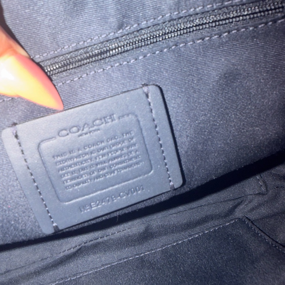 Coach navy Signature Jacquard Shoulder Hobo with Dark Leather Trim - Picture 4 of 11